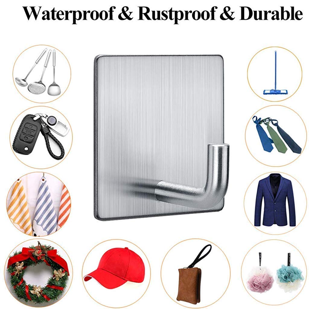 HASTHIP® Hooks for Wall Without Drilling Heavy Duty Stainless Steel Waterproof Self Adhesive Hook for Hanging Coat Hat Towel Kitchens Bathrooms Offices No Drill Needed Pack of 4 HASTHIP® Hooks for Wall Without Drilling Heavy Duty Stainless Steel Waterproof Self Adhesive Hook for Hanging Coat Hat Towel Kitchens Bathrooms Offices No Drill Needed Pack of 4